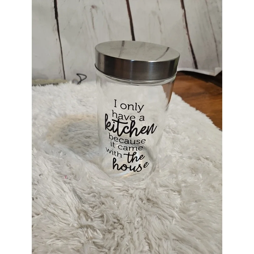 American Atelier Kitchen Storage Glass Jar Container Metal‎ Lid Quote